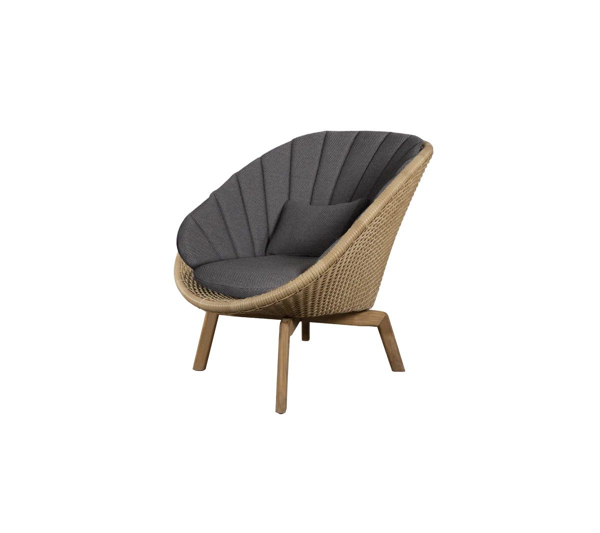 Peacock lounge chair w/teak legs