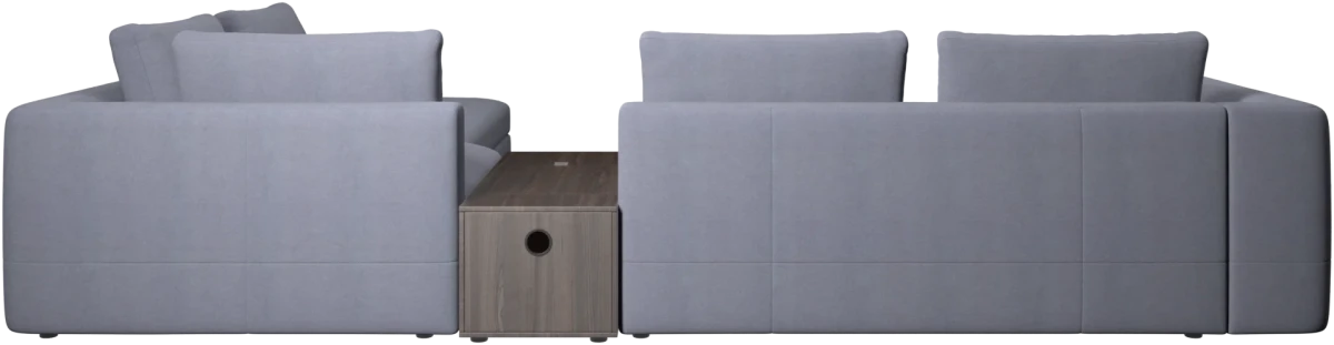 Bergamo corner sofa with lounging unit and footstool w/storage