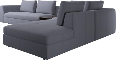Bergamo corner sofa with lounging unit and footstool w/storage